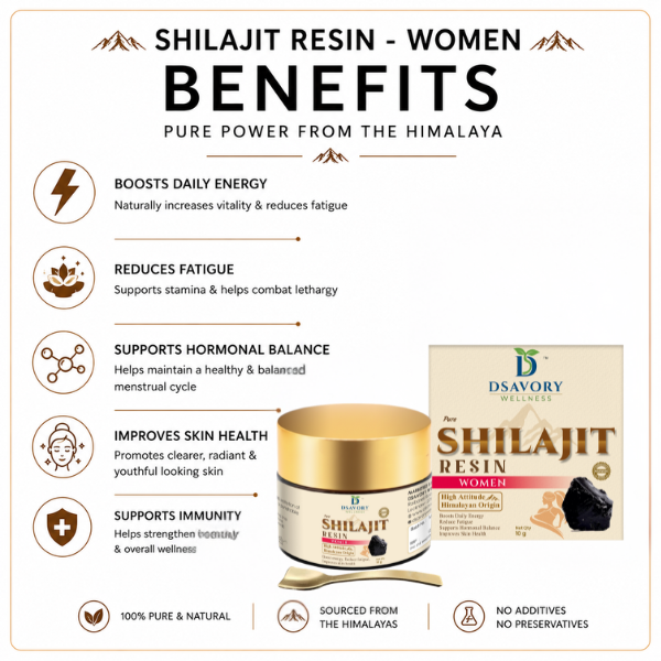 Shilajit Resin Women – Boosts Daily Energy, Reduce Fatigue, Supports Hormonal Balance, Improves Skin Health. 