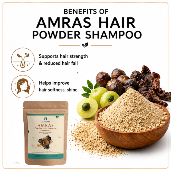 AMRAS Hair Powder Shampoo -Supports hair strength & reduced hair fall,  Helps improve hair softness, shine.
